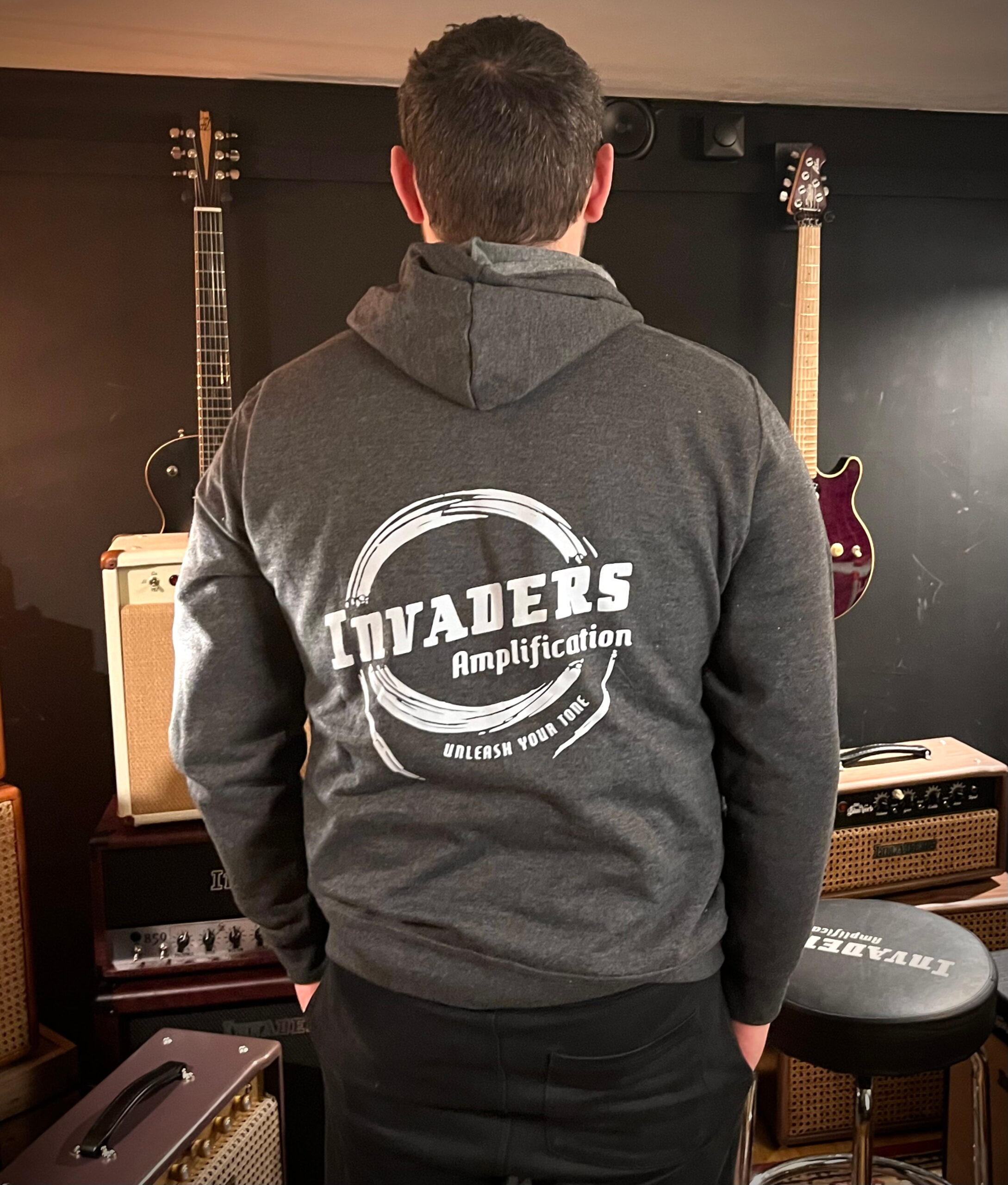 Invaders Hoodie Zipper Charcoal